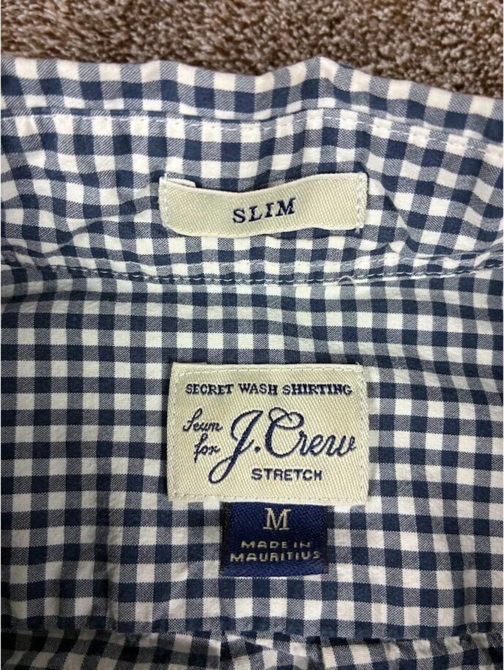 J. Crew Men's Blue & White Slim Long Sleeve Button Up Shirt